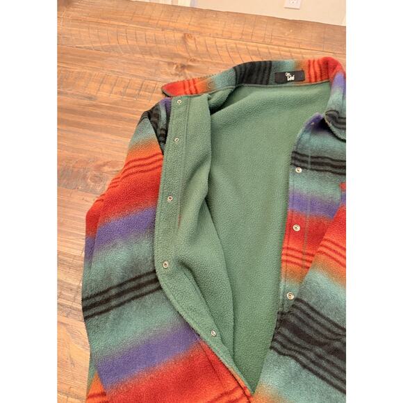 Ms. Lee Southwest Fleece Snap Shirt Jacket Multicolor Striped Western Retro - Picture 3 of 6